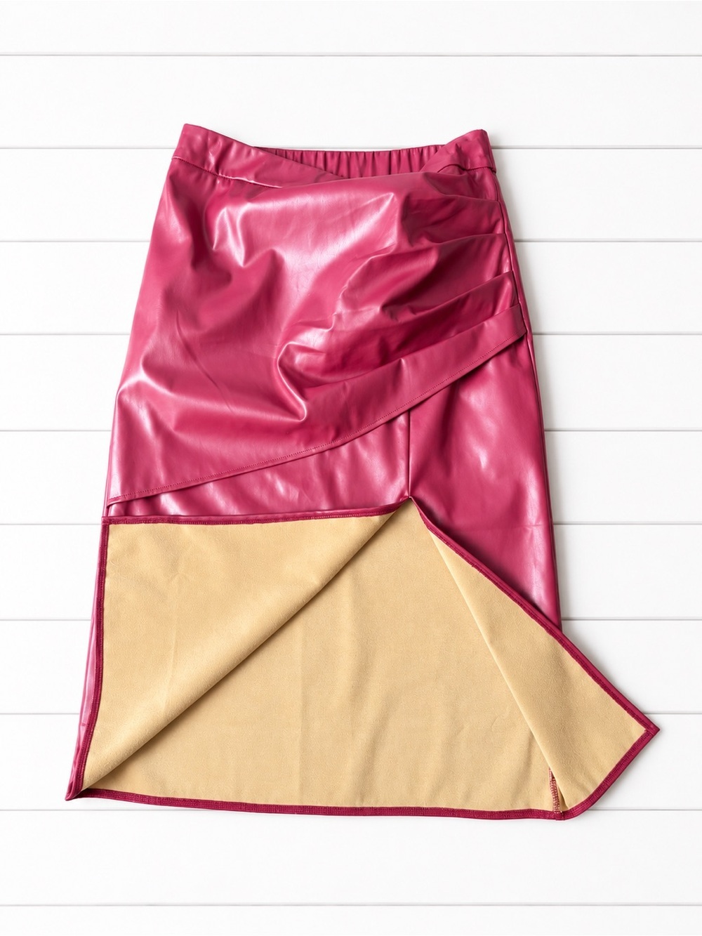 Kate Kasin Faux Leather Midi Skirt - M - Picture 5 of 6